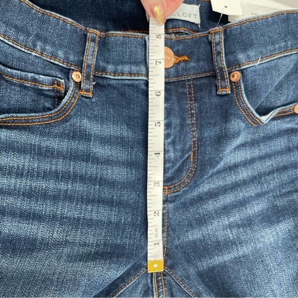 NWT Loft Modern Skinny Crop Tapestry Cuff Pockets Button Zip Dark Wash Jeans - Picture 10 of 11